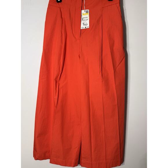 Mango NWT wide leg pants with Spring orange Sz 4 - Picture 1 of 5